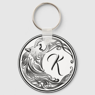 Tribal Varg Shaded Monogram Nyckelring