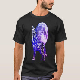 Tribal varg som ylar mot månen T-Shirt | Mystisk b
