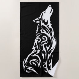 Tribal varg som ylar Siluett Svart Vitt