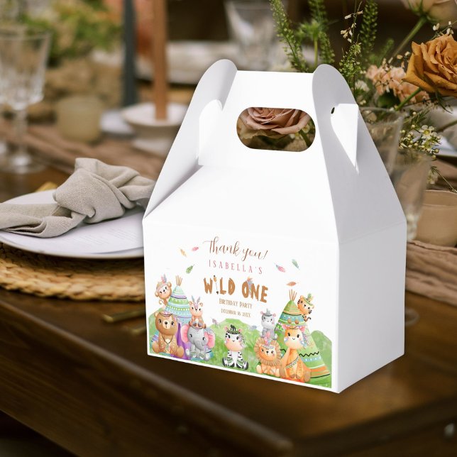 Tribal Vild 1 Safari Woodland Birthday Presentaskar (Skapare uppladdad)