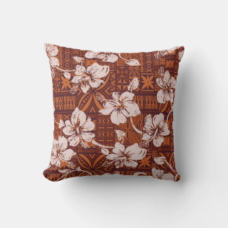 Tribal vintage Hawaiian hibiscus blommor tapet Kudde