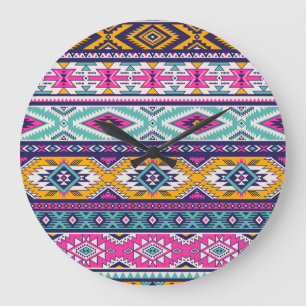 Tribal vintage Navajo: retro mönster Stor Klocka