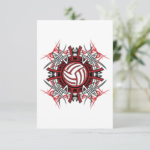 Tribal Volleyball Mandala Red and Black Sports Inbjudningar