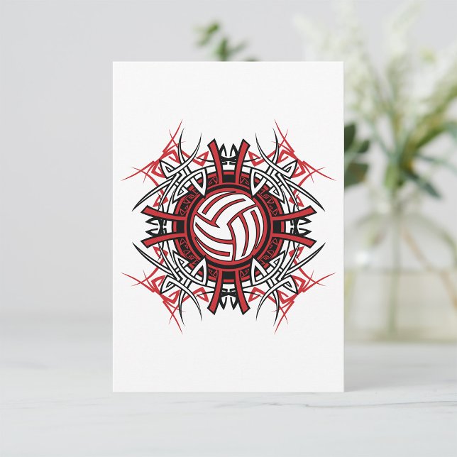 Tribal Volleyball Mandala Red and Black Sports Inbjudningar (Skapare uppladdad)