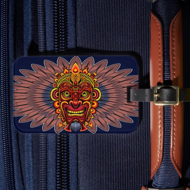 Tribal Warrior Kung Ritual Mask Bagagebricka (Framsida Insitu 4)