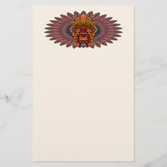 Tribal Warrior Kung Ritual Mask Brevpapper (Framsida)