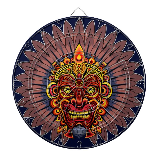 Tribal Warrior Kung Ritual Mask Darttavla (Framsidan)