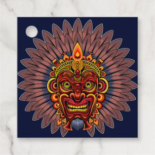 Tribal Warrior Kung Ritual Mask Gåvor Etiketter
