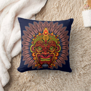 Tribal Warrior Kung Ritual Mask Kudde