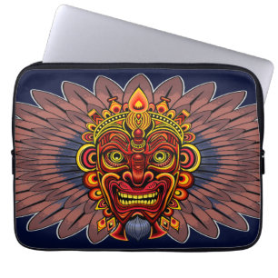 Tribal Warrior Kung Ritual Mask Laptop Fodral