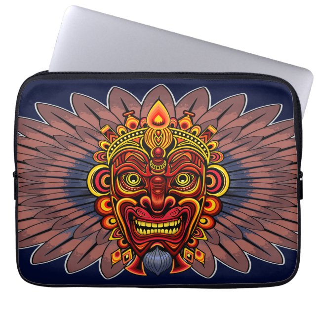 Tribal Warrior Kung Ritual Mask Laptop Fodral (Framsidan)