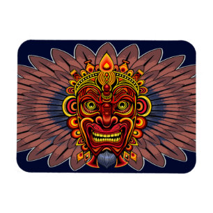 Tribal Warrior Kung Ritual Mask Magnet