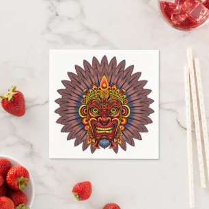 Tribal Warrior Kung Ritual Mask Pappersservett