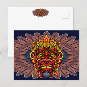Tribal Warrior Kung Ritual Mask Vykort