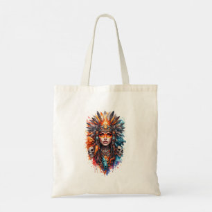 Tribal Warrior Queen Art – Fantasy Huvudbonad Skal Tygkasse