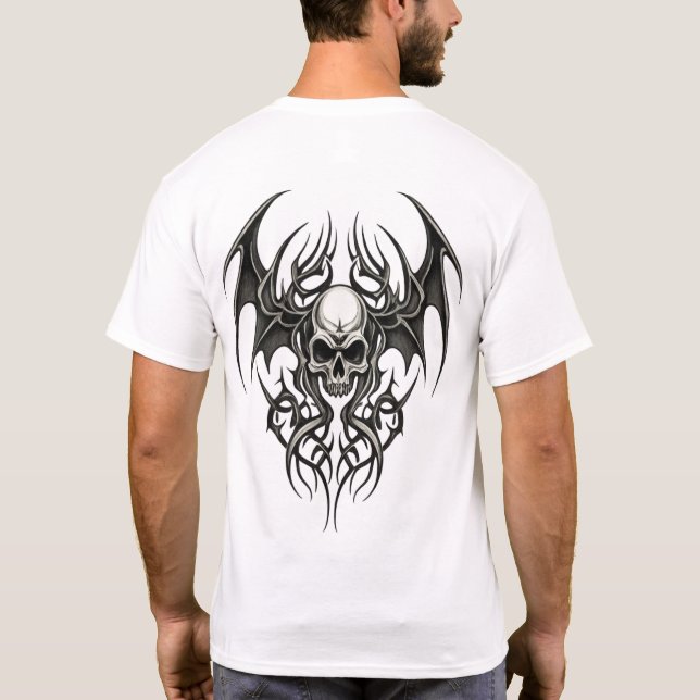 Tribal Warrior Skull Crest T Shirt (Baksida)