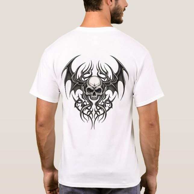 Tribal Warrior Skull Crest T Shirt (Baksida)