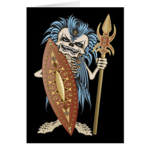 Tribal Warrior Skull Hälsningskort