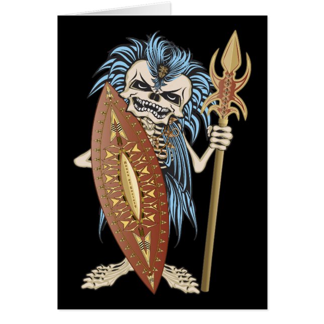 Tribal Warrior Skull Hälsningskort (Framsidan)