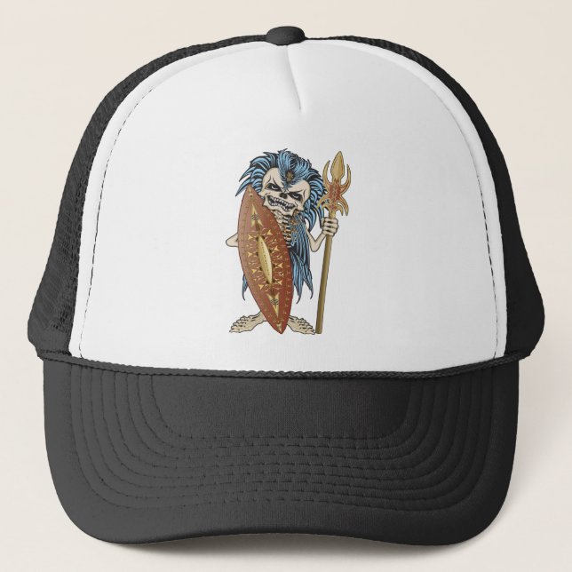 Tribal Warrior Skull Truckerkeps (Framsida)