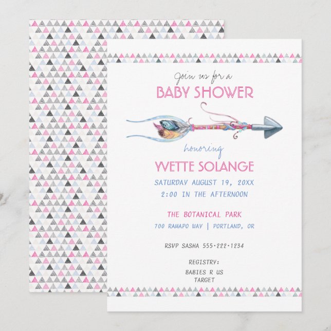 Tribal Watercolor Arrow Feader Valfri Tillfälle Inbjudningar (Fram/baksida)