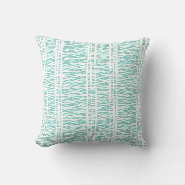 Tribal weave aqua/mynt grönt dekorativ kudde (Framsida)