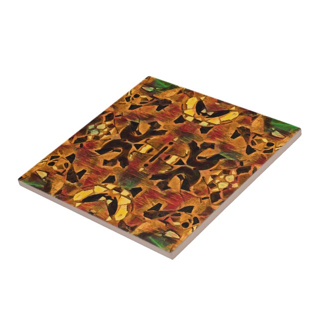 Tribal Western Native Brown Grönt Red Mönster Kakelplatta (Sidan)