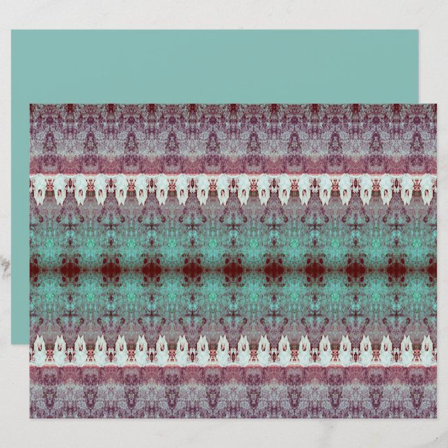 Tribal Westernare Mönster Teal Bull Cow Skull Land (Fram/baksida)