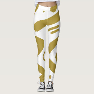 Tribal White och Guld Leggings