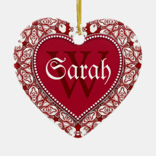 Tribal White Red Namn Door Signs Ornament