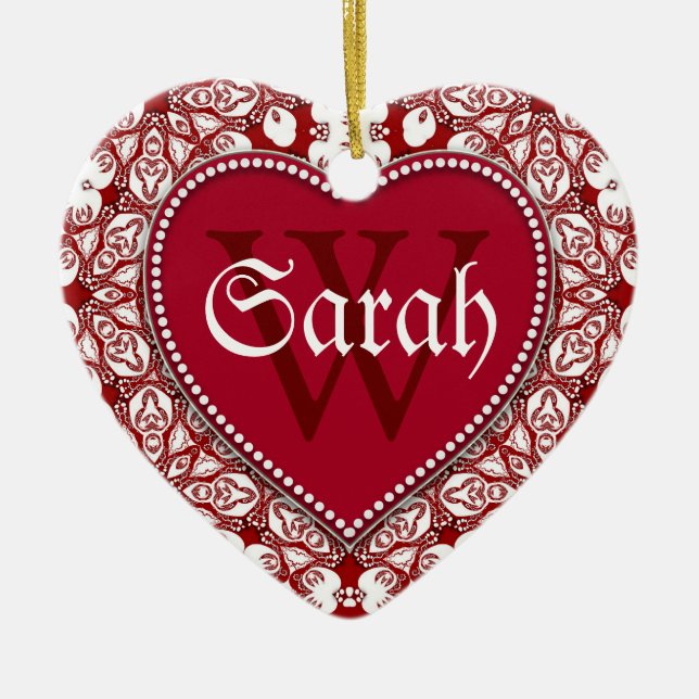 Tribal White Red Namn Door Signs Ornament (Framsidan)