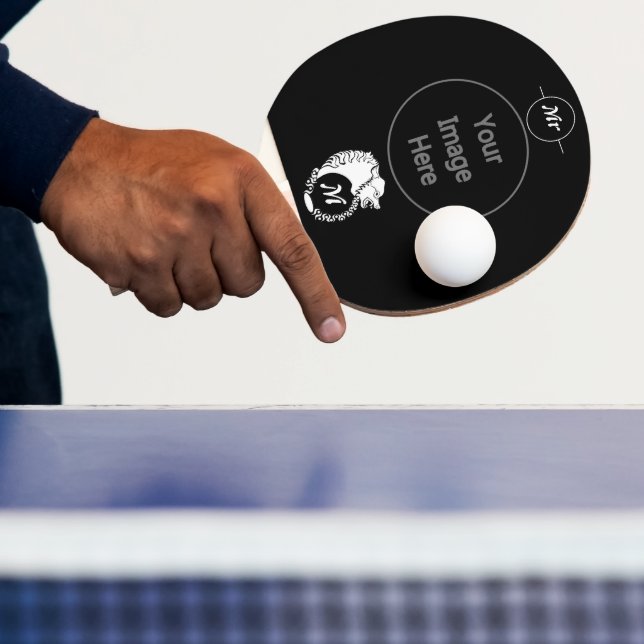 Tribal White Varg Head Silhouette Laurel Monogram Pingisracket (Insitu)