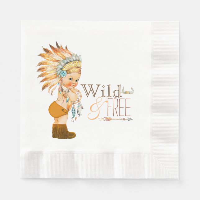 Tribal Wild och Fri Pojke Babyfirande Pappersservett (Framsidan)