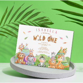 Tribal Wild One Safari Woodland Födelsedagsfest Inbjudningar