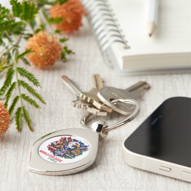 Tribal Wildlife Harmony VM 2026  Swirl Silverfärgad Nyckelring (Sidan)