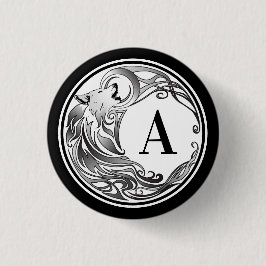 Tribal Wolf - Skuggad monogram Knapp
