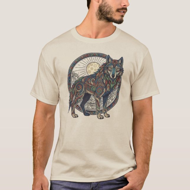 Tribal Wolf T Shirt (Framsida)