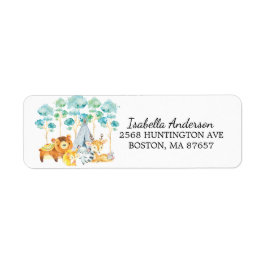 Tribal Woodland Animals Baby Shower Address Label Returadress Etikett