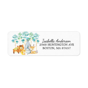 Tribal Woodland Animals Baby Shower Address Label Returadress Etikett