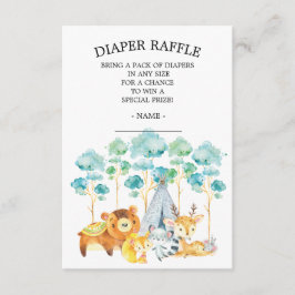 Tribal Woodland Animals Baby Shower Diaper Raffle Tilläggskort