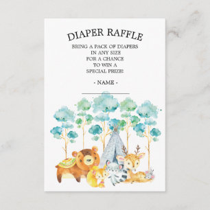 Tribal Woodland Animals Baby Shower Diaper Raffle Tilläggskort