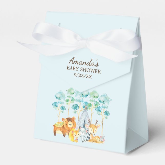 Tribal Woodland Animals Baby Shower Favor Box Presentaskar (Framsidan Sidan)