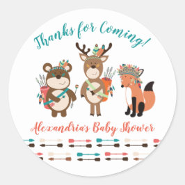 Tribal Woodland Animals Baby Shower Favor Stickers Runt Klistermärke