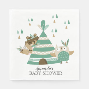 Tribal Woodland Animals Baby Shower Papper Napkins Pappersservett