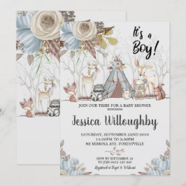 Tribal Woodland Animals Baby Shower Pojke Inbjudningar