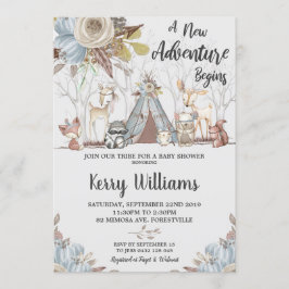 Tribal Woodland Animals Baby Shower Pojke Inbjudningar