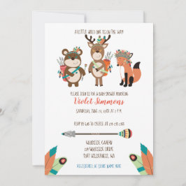 Tribal Woodland Animals Boho Baby Shower Inbjudan