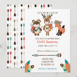 Tribal Woodland Animals Boho Baby Shower Inbjudan