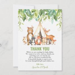 Tribal Woodland Animals Greenery Baby Shower Tack Kort