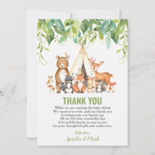 Tribal Woodland Animals Greenery Baby Shower Tack Kort